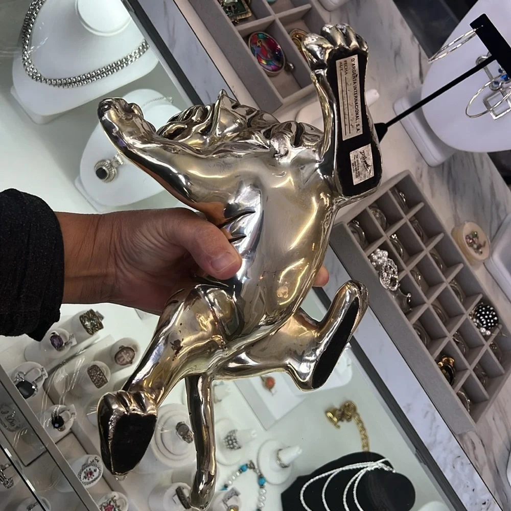 Official D’Argenta Silver Bengal Tiger Cub Statue artist Ricardo del Rio.mint
